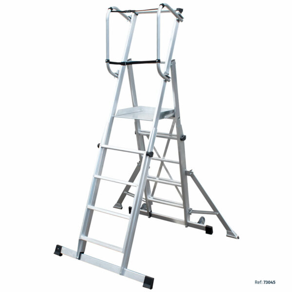 Escalera móvil con plataforma. telescópica y plegable, de la SERIE PLATEL