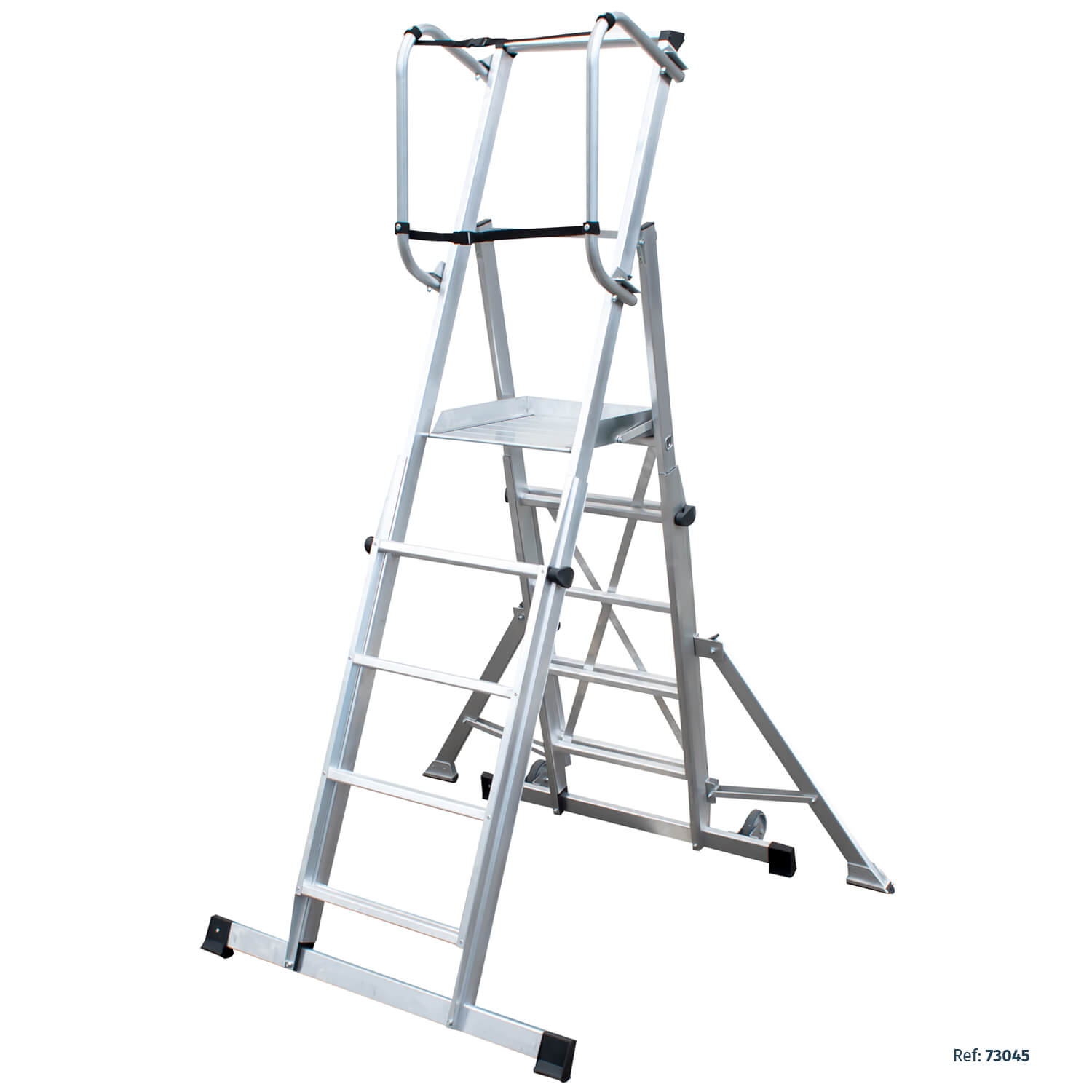 Escalera móvil con plataforma. telescópica y plegable, de la SERIE PLATEL