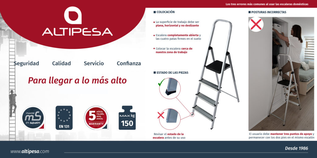 A la hora de utilizar las escaleras domésticas, es importante seguir las normas de seguridad para evitar posibles caídas en altura.