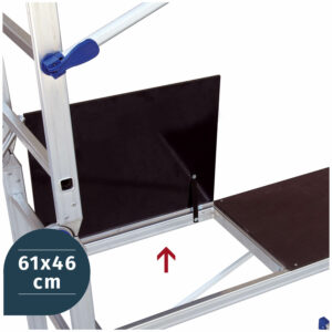 Detalle de la plataforma de la escalera-andamio plegable multiusos de la SERIE QUICK 5N1