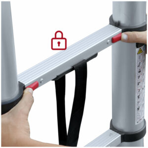 Telescopic leaning ladder, SERIE SIXTEL - automatic locking system